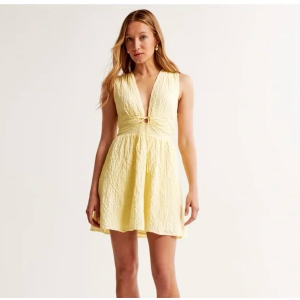 Abercrombie & Fitch Tie Front Textured Mini Dress NWT